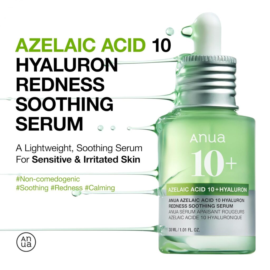 Anua - Azelaic Acid 10 + Hyaluron Serum | Azelaic Acid 10 Hyaluron Redness Soothing Serum | A Lightweight, Soothing Serum for Sensitive & Irritated Skin | #Non-comedogenic #Soothing #Redness #Calming